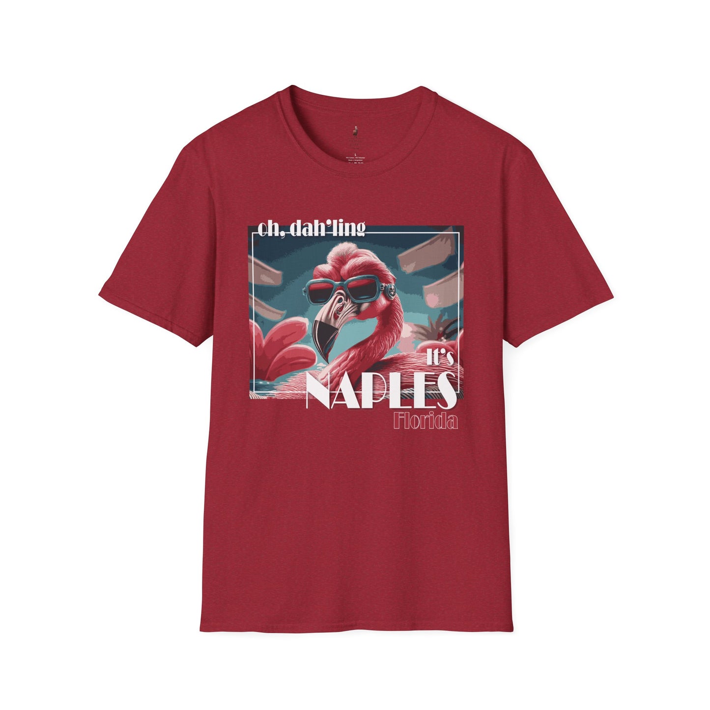 Naples Florida Softstyle T-Shirt Glamorous Flamingo Antique Cherry Red