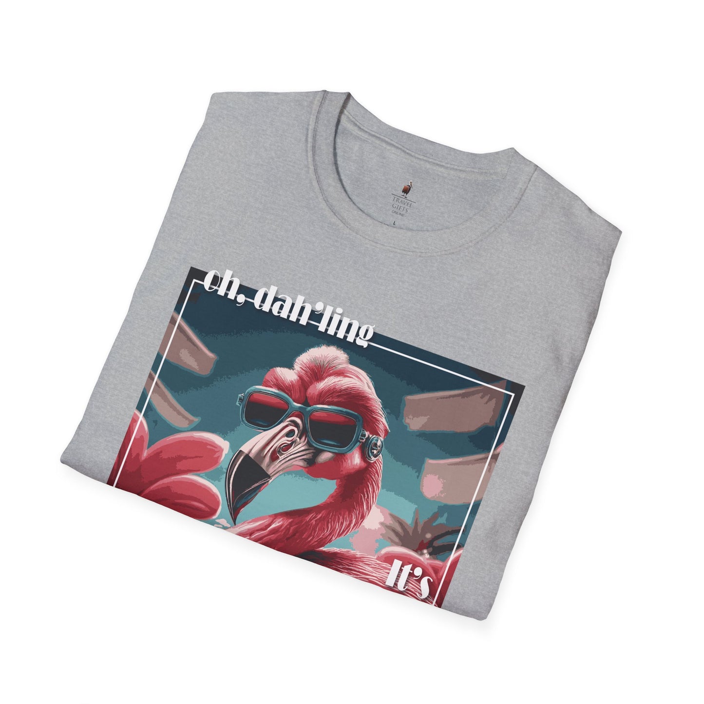 Naples Florida Softstyle T-Shirt Glamorous Flamingo Stone Folded