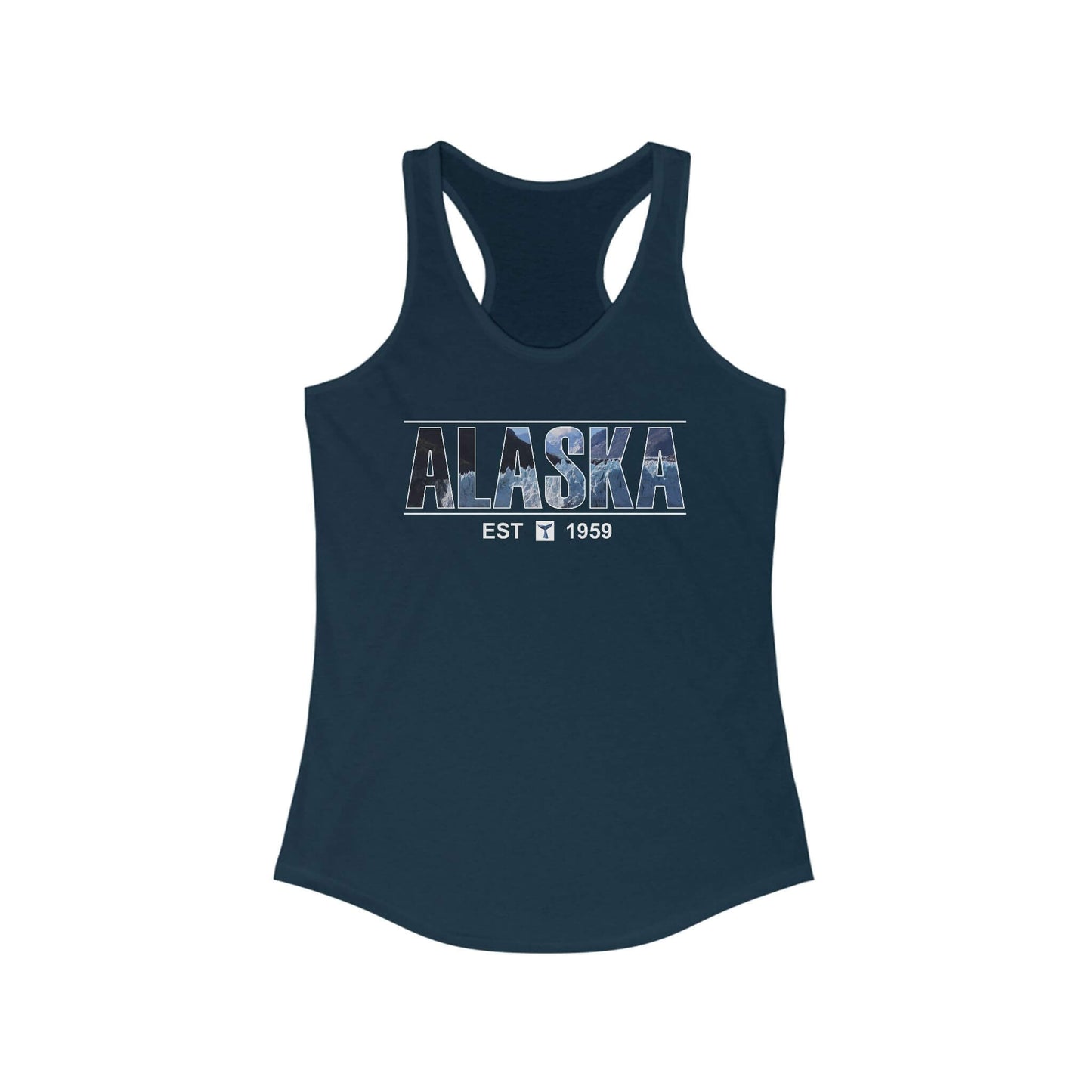 alaska glacier racerback tank top statehood year design solid midnight navy