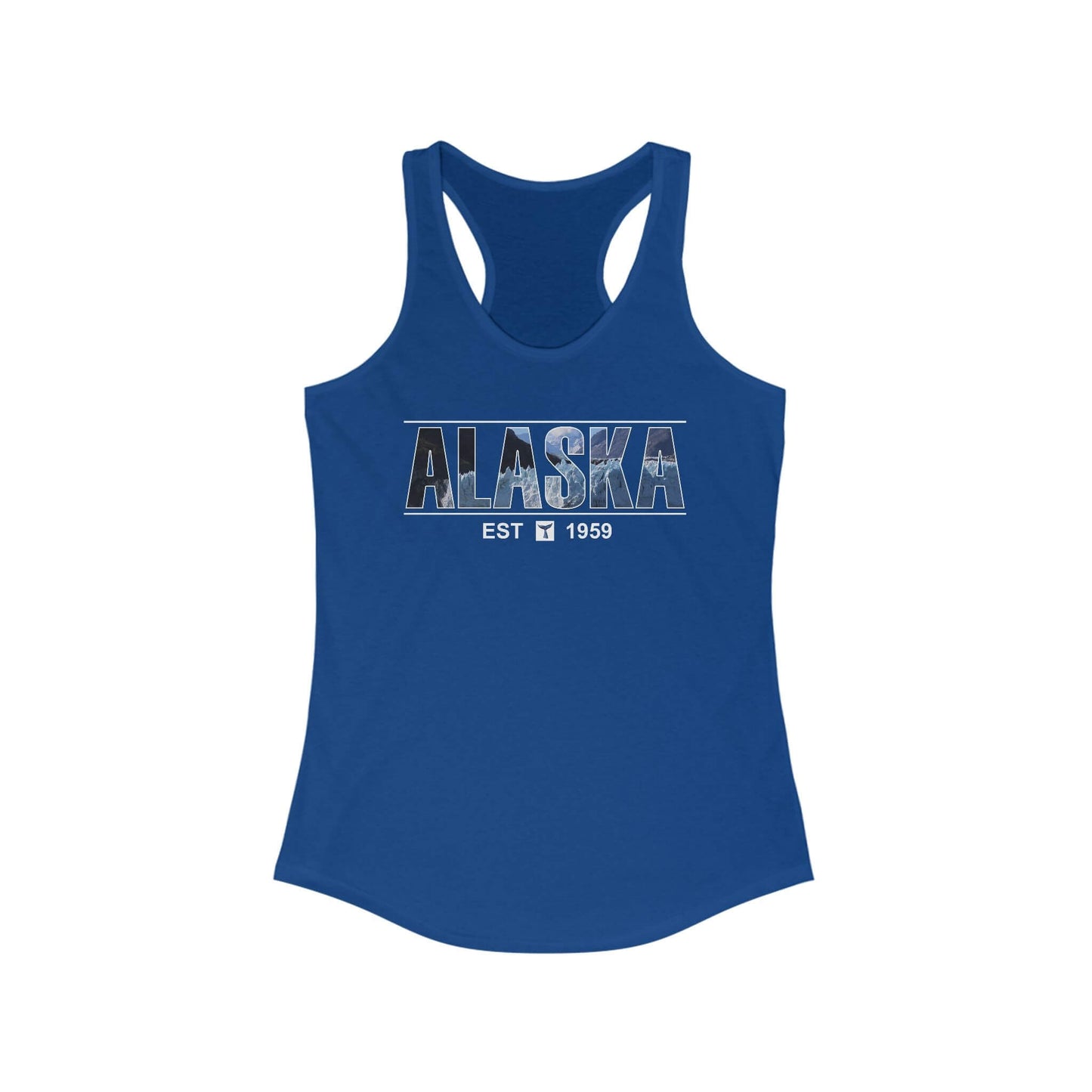 alaska glacier racerback tank top statehood year design solid royal