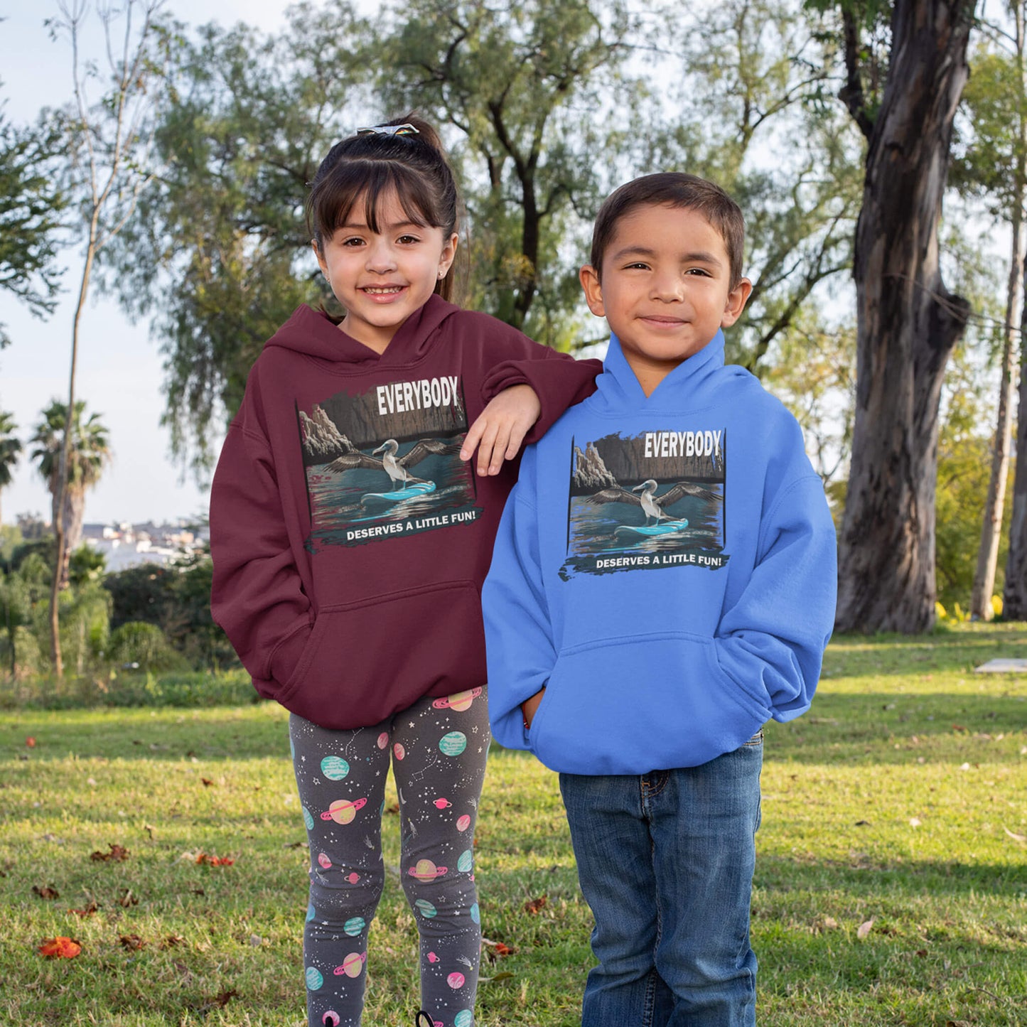 kids blue footed boobie paddleboarding sweatshirt kids
