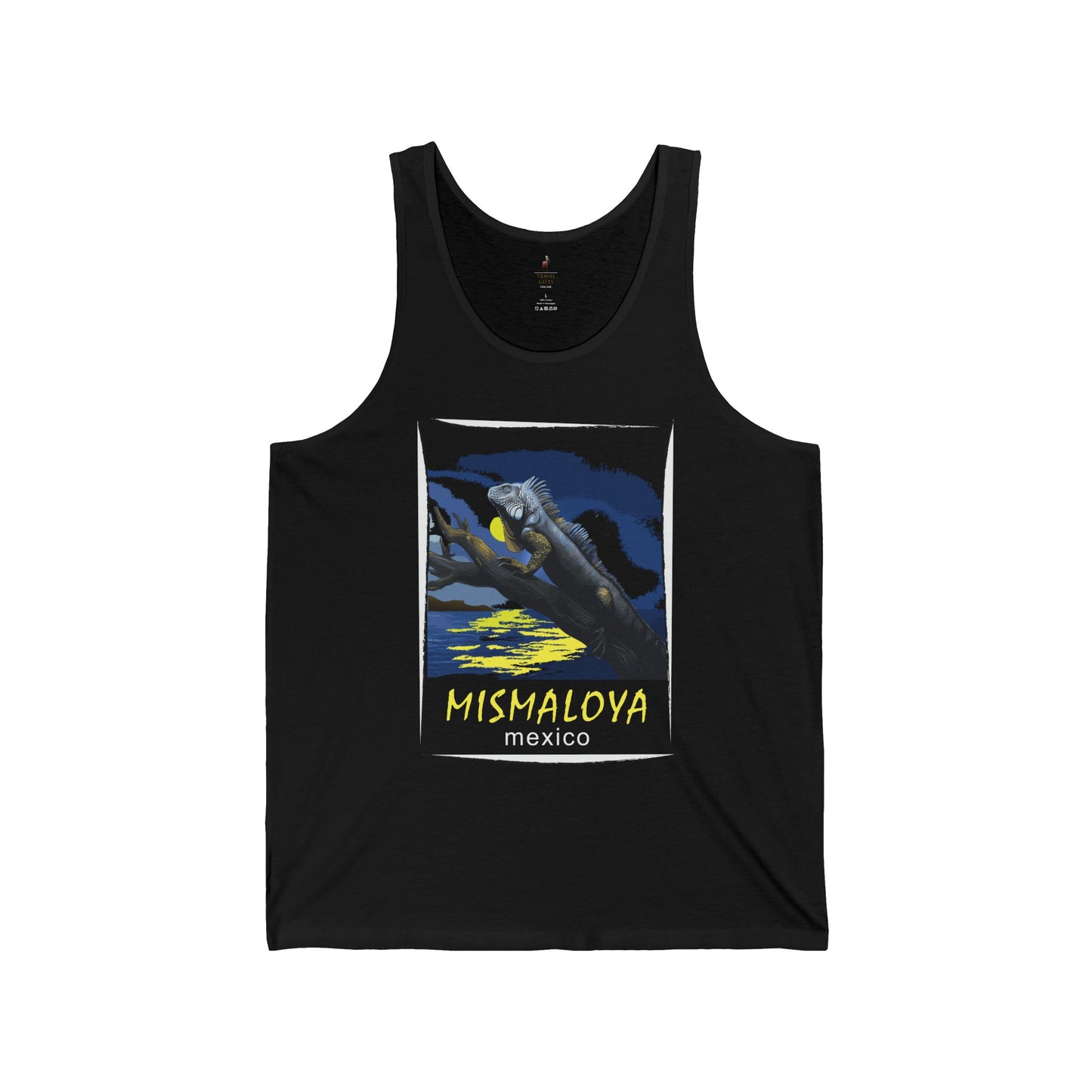 mismaloya mexico unisex jersey tank retro beach graphic black