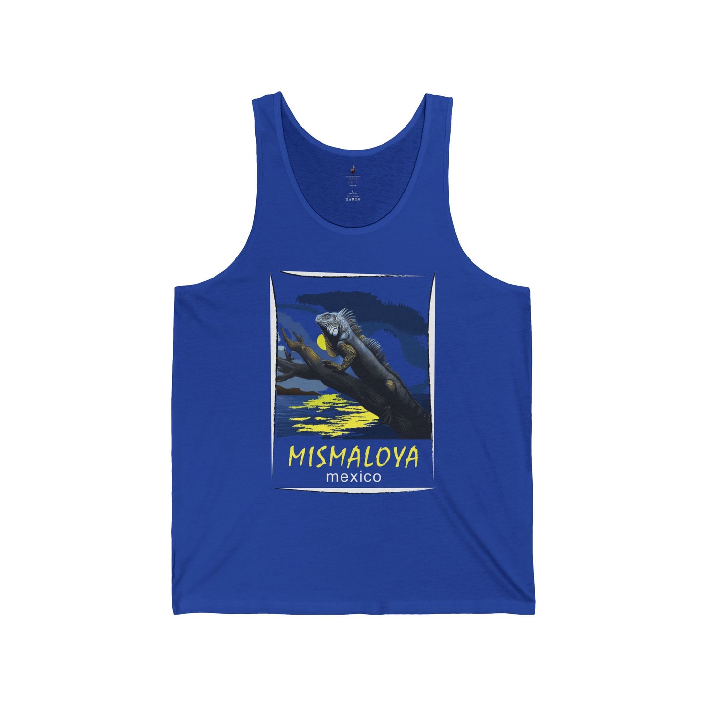 mismaloya mexico unisex jersey tank retro beach graphic true royal