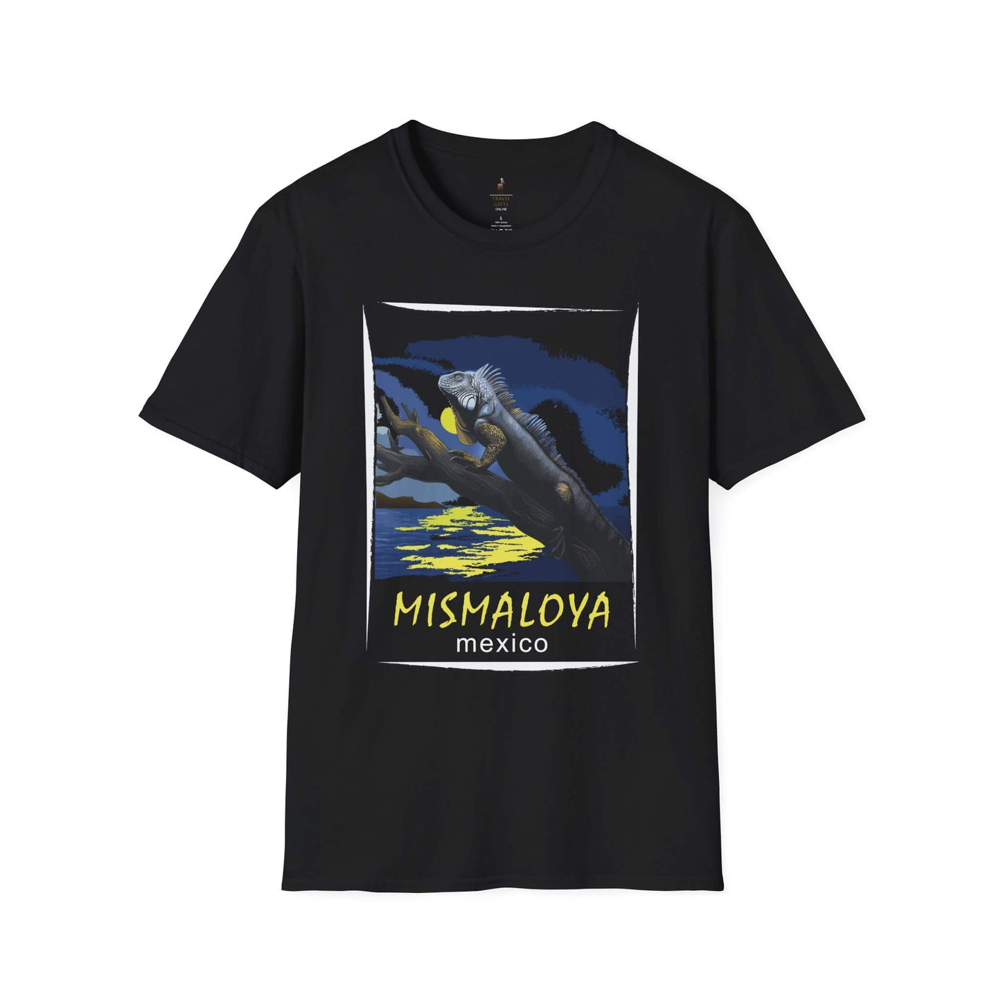 mismaloya mexico unisex softstyle t-shirt chill vibe graphic tee black
