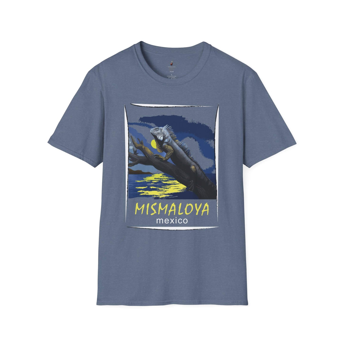 mismaloya mexico unisex softstyle t-shirt chill vibe graphic tee heather indigo