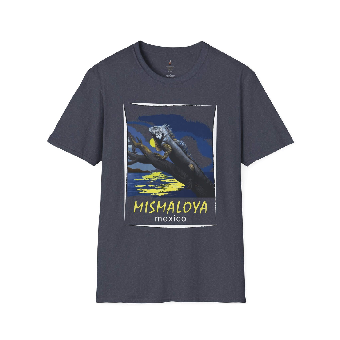 mismaloya mexico unisex softstyle t-shirt chill vibe graphic tee heather navy