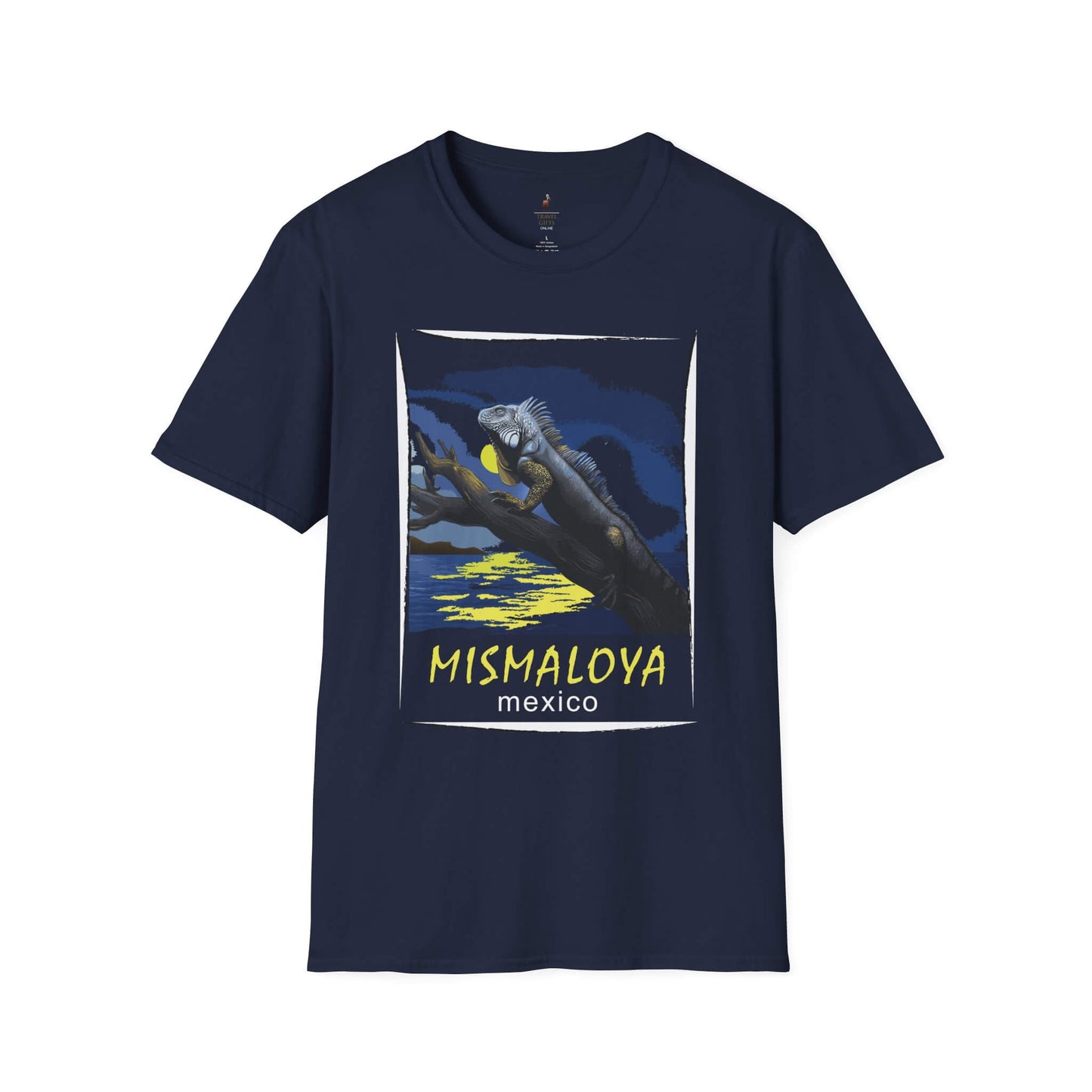 mismaloya mexico unisex softstyle t-shirt chill vibe graphic tee navy