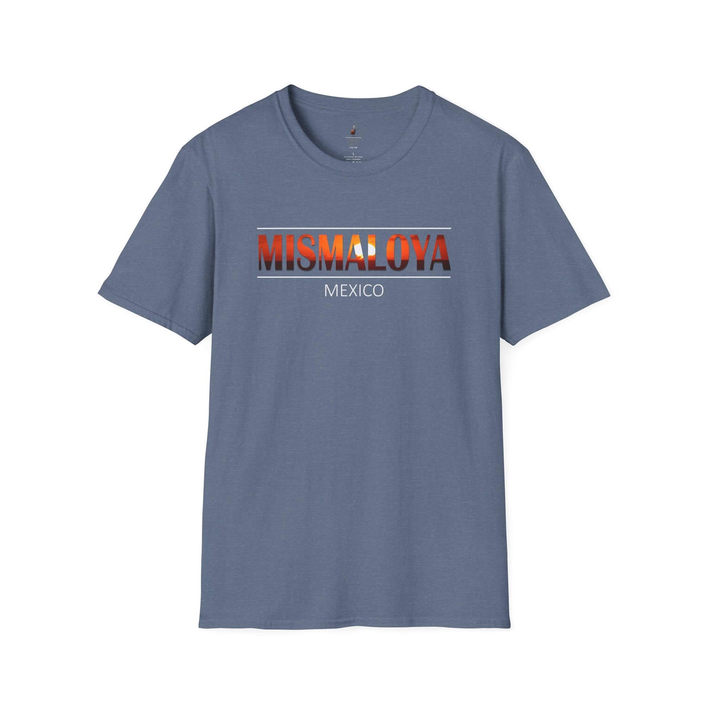 mismaloya mexico unisex softstyle t-shirt embrace coastal vibes heather indigo
