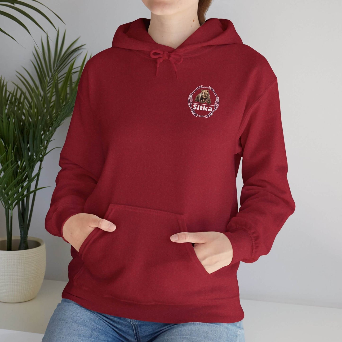 sitka alaska adventure hooded sweatshirt cozy unisex pullover for outdoor lovers red woman