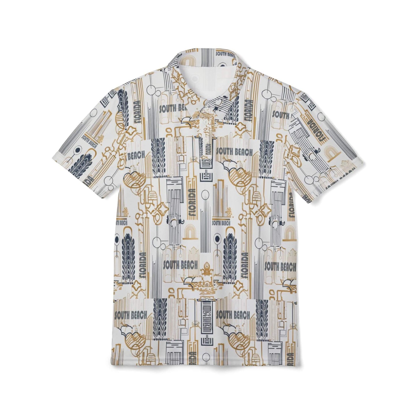 south beach art deco polo shirt front