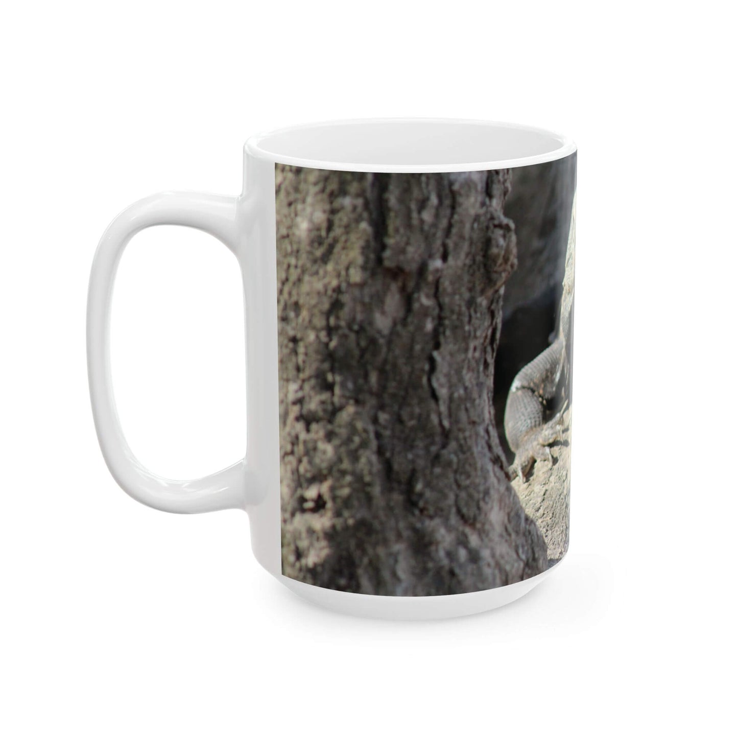 stay wild ceramic mug iguana design left