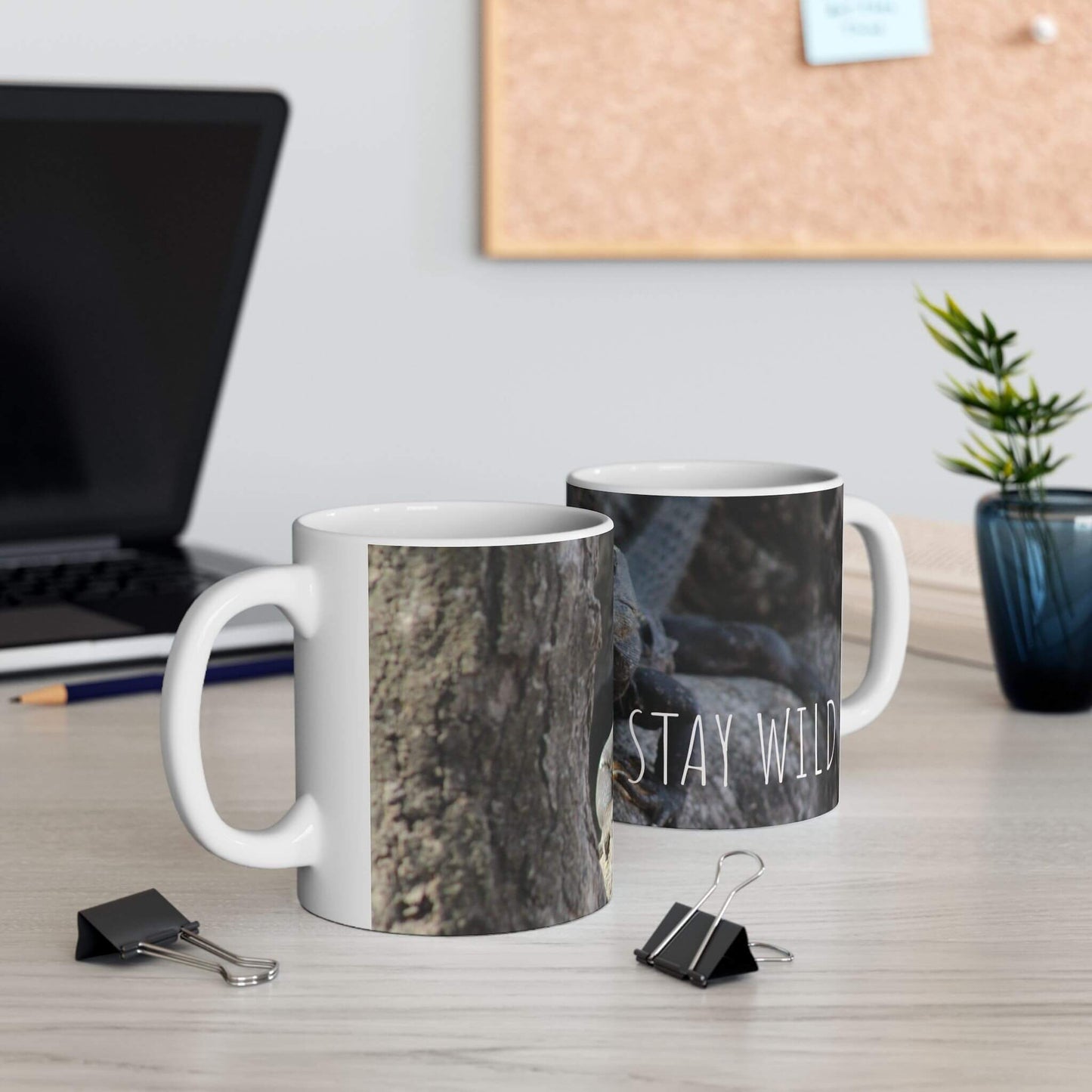 stay wild ceramic mug iguana design pair