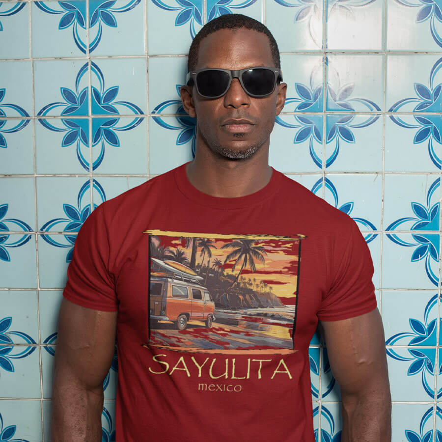 surfer vibe t-shirt red male