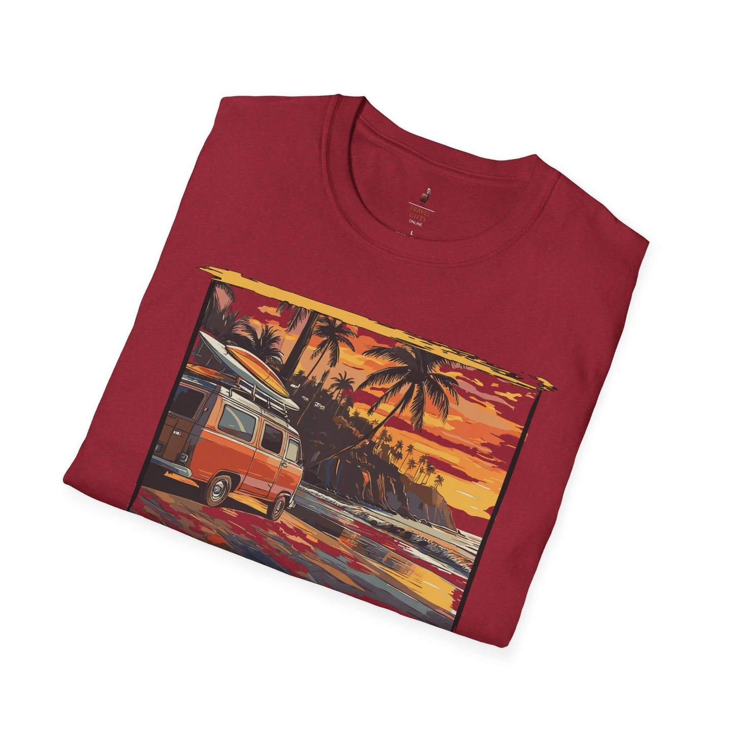 surfer vibe t shirt sayulita mexico antique cherry red folded