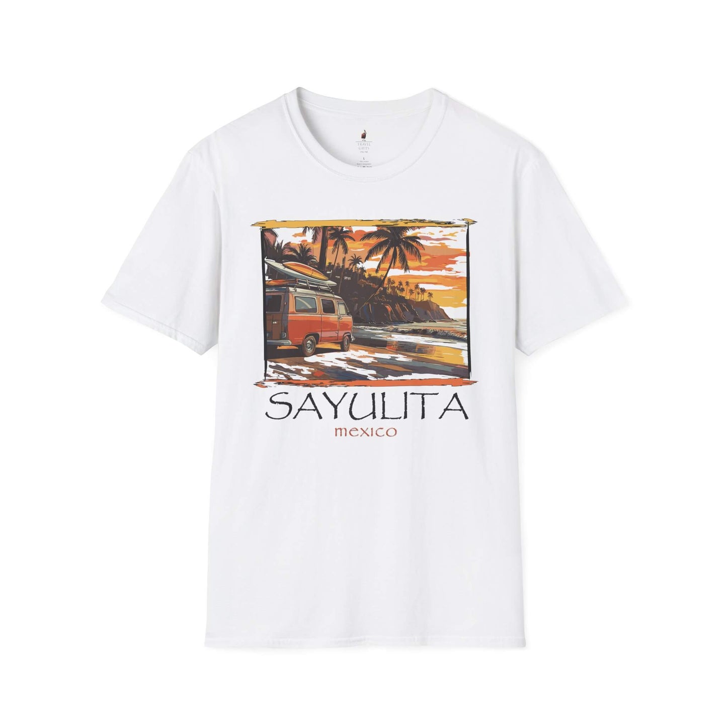 surfer vibe t shirt sayulita mexico white front