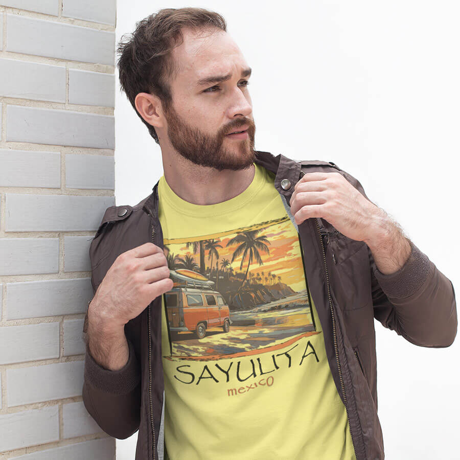 surfer vibe t-shirt yellow male