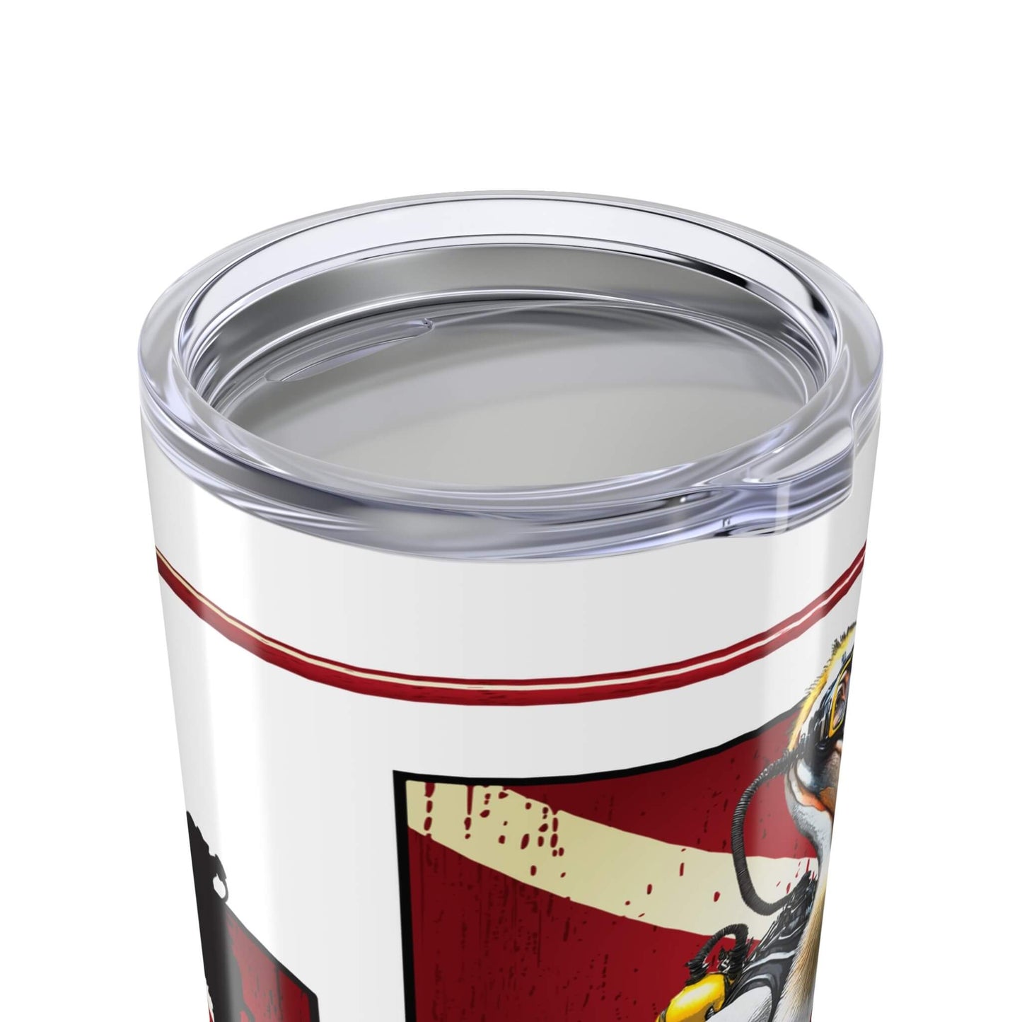 tumbler 20oz pelican dive master dive flag design close up