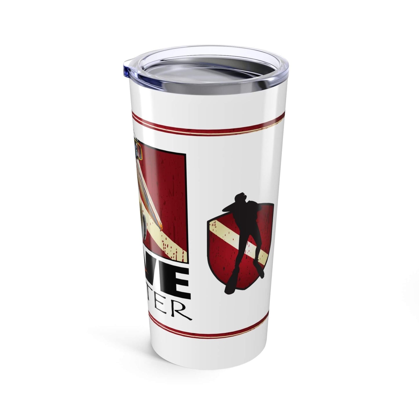 tumbler 20oz pelican dive master dive flag design right