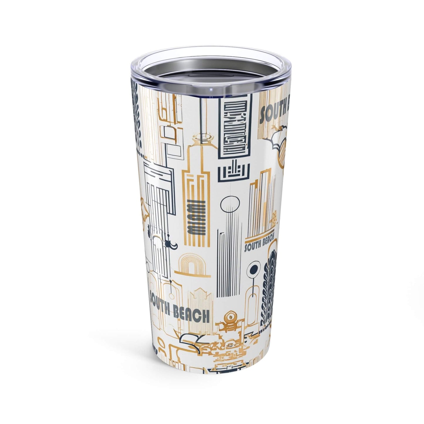 Tumbler with South Beach design on a white background front