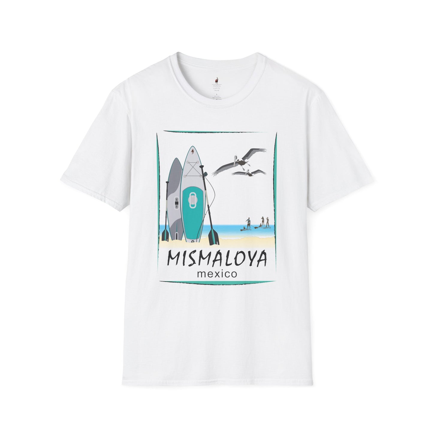 Paddle Board at Mismaloya Beach Unisex Softstyle T-Shirt - Casual Design