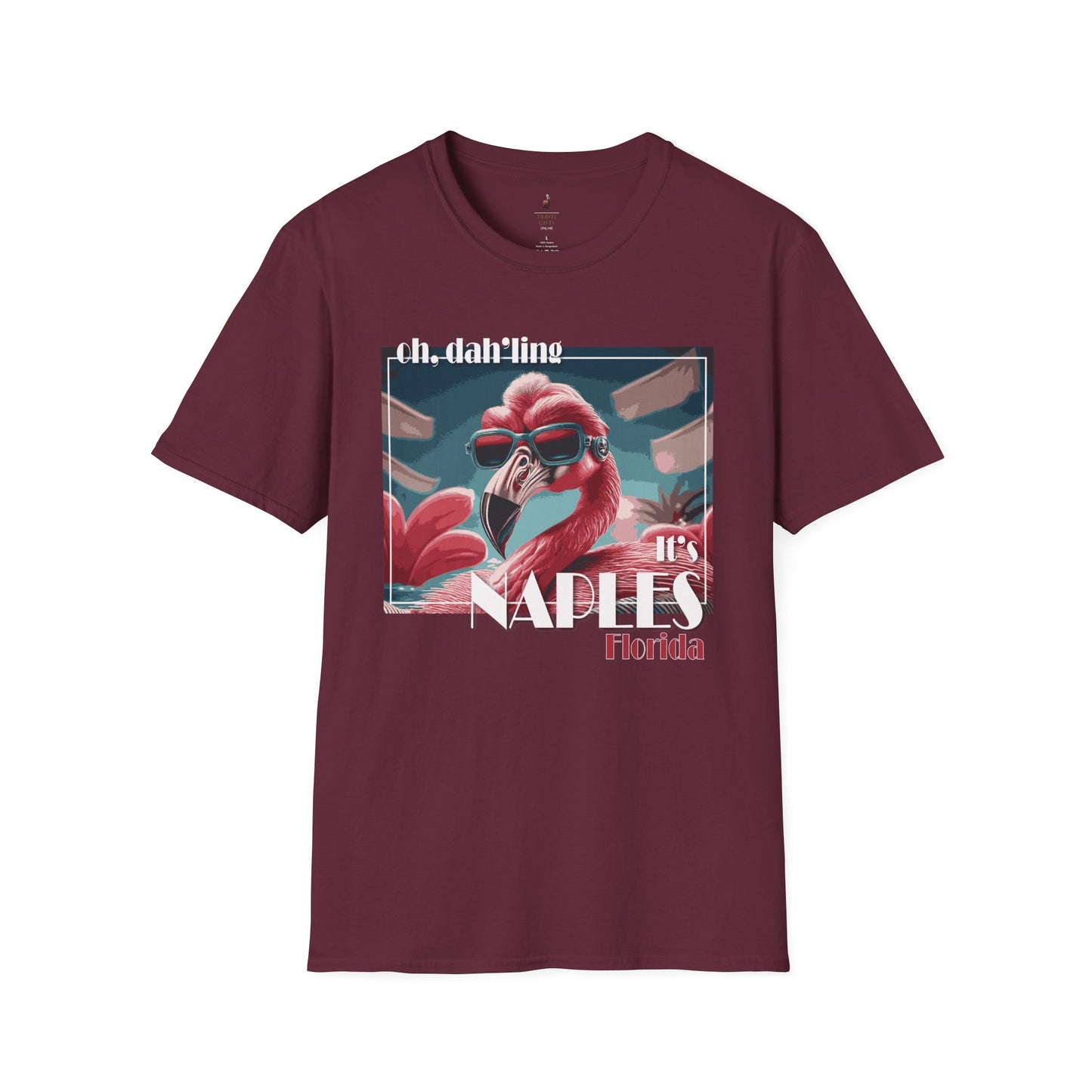 Naples Florida Softstyle T-Shirt Glamorous Flamingo Maroon