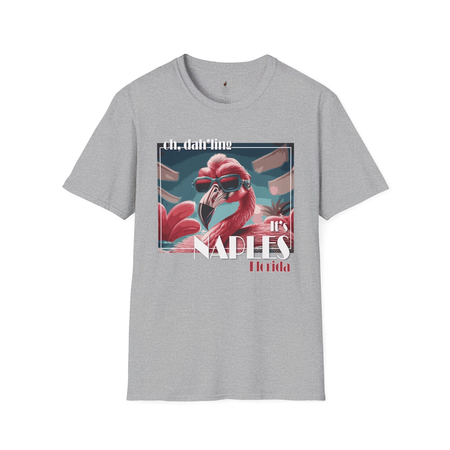 Naples Florida Softstyle T-Shirt Glamorous Flamingo Stone