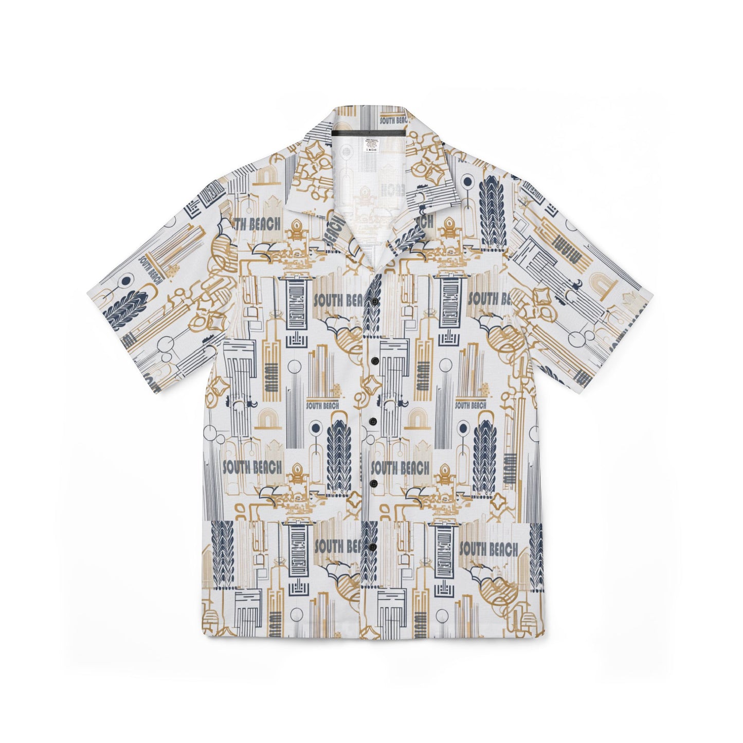 Short-sleeve shirt with 'South Beach' print on a white background