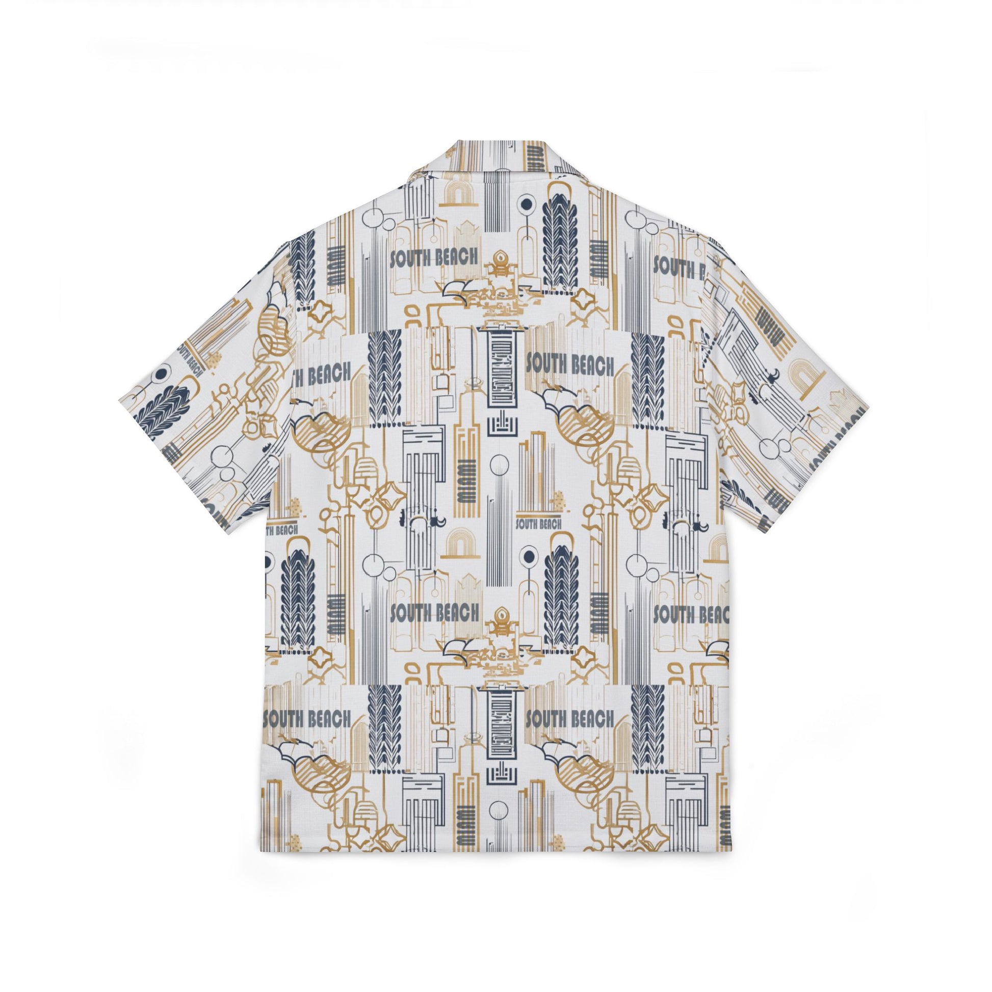 Short-sleeve shirt with a pattern on a white background
