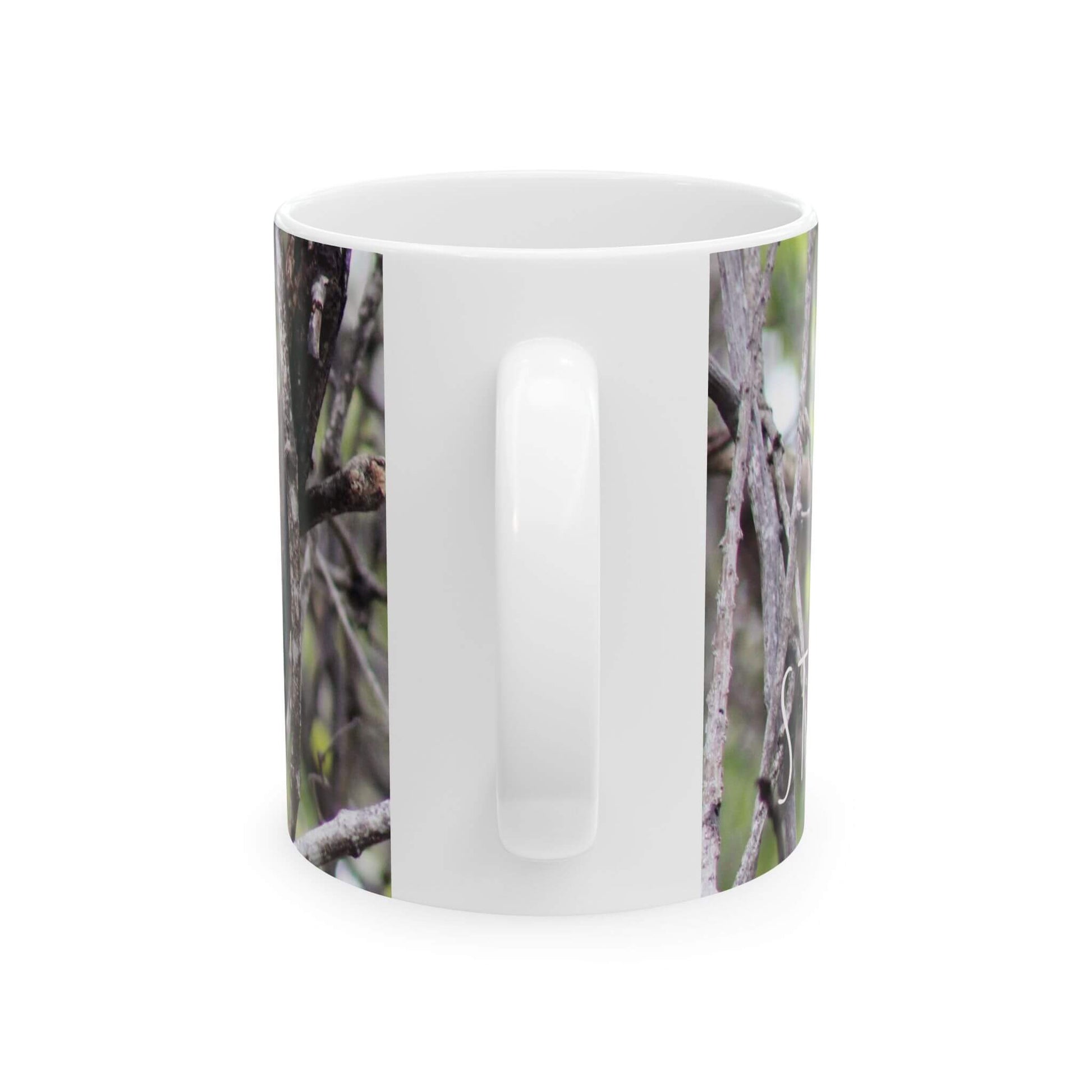 Mug Woodpecker in the Wild Nature Scene Ceramic Mug back