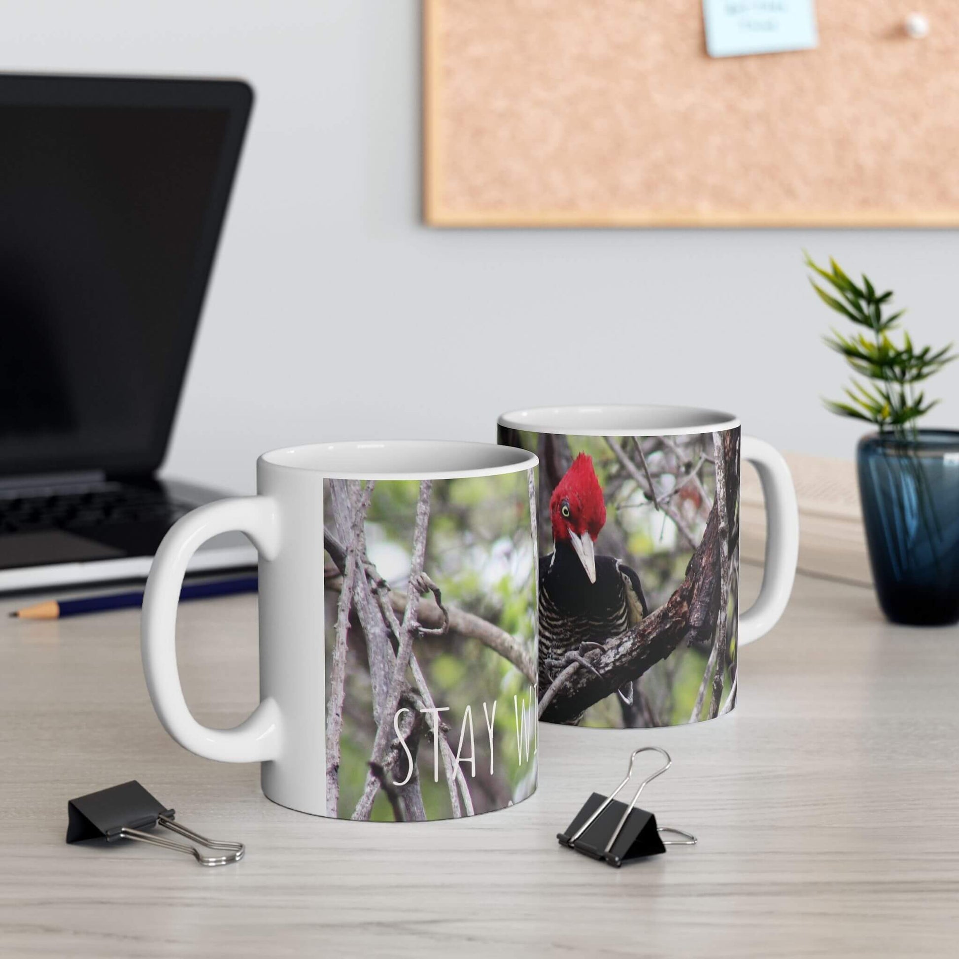 Mug Woodpecker in the Wild Nature Scene Ceramic Mug pair