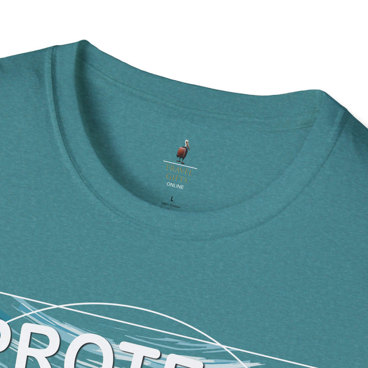 Protect the Manatees Conservation Unisex T Shirt Collar Heather Galapagos Blue