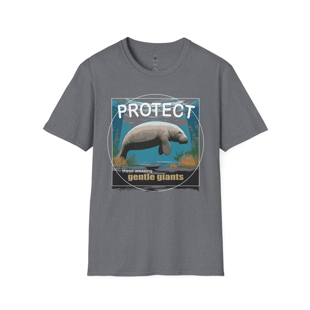 Protect the Manatees Conservation Unisex T Shirt Front Graphite Heather