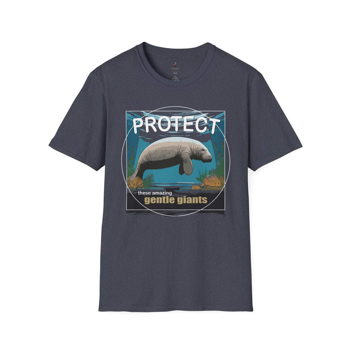 Protect the Manatees Conservation Unisex T Shirt Front Heather Navy
