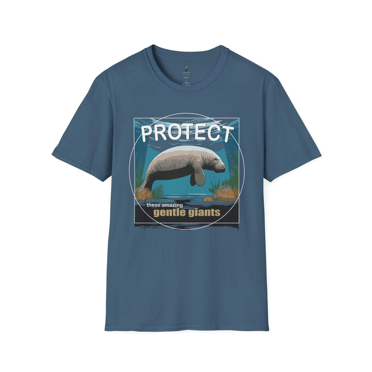 Protect the Manatees Conservation Unisex T Shirt Front Indigo Blue