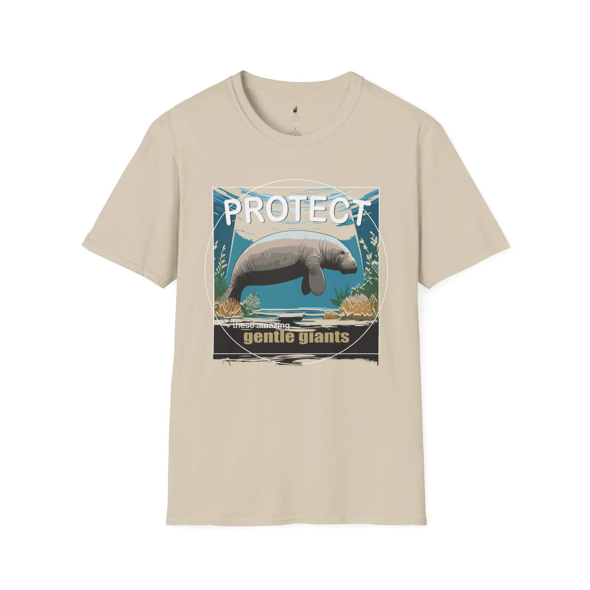 Protect the Manatees Conservation Unisex T Shirt Front Sand