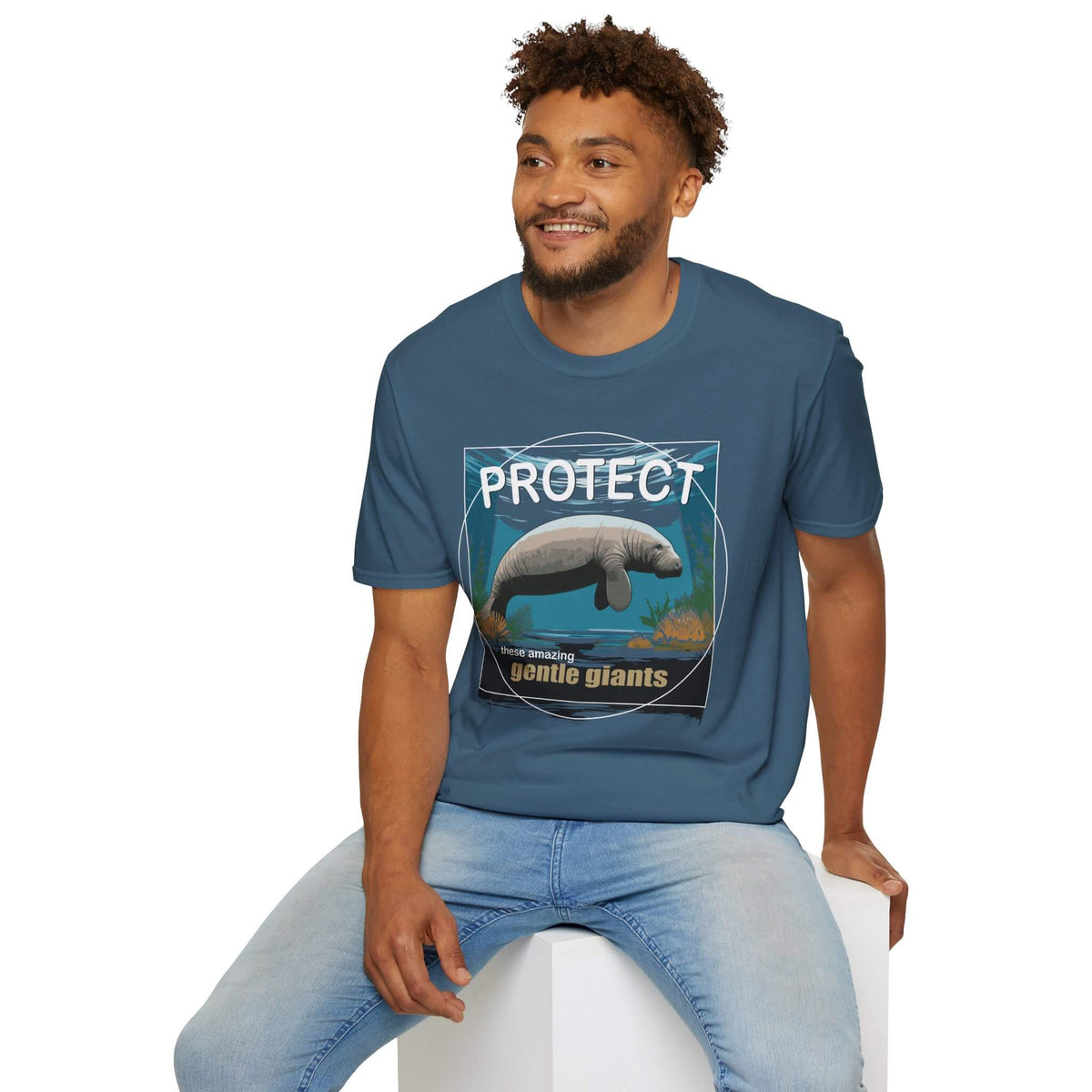 Protect the Manatees Conservation Unisex T Shirt Indigo Blue Man