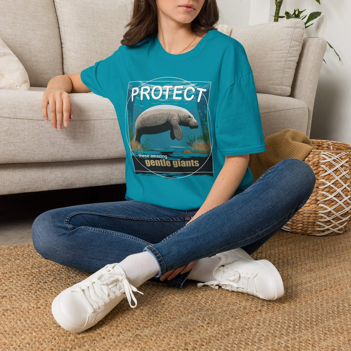 Protect the Manatees Conservation Unisex T Shirt Tropical Blue Woman