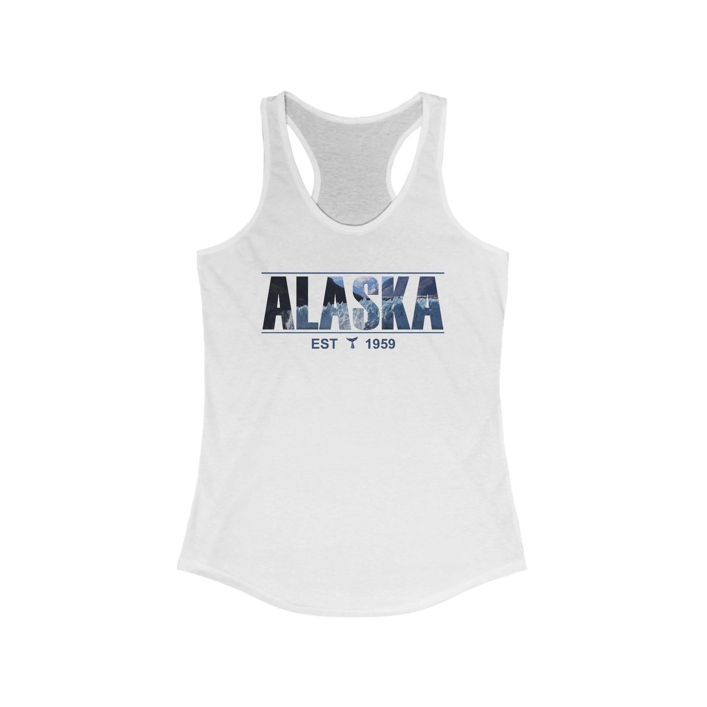 alaska glacier racerback tank top statehood year design solid white