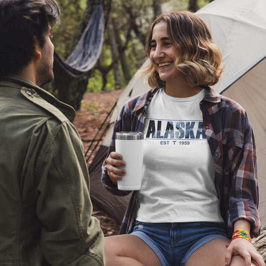 alaska glacier unisex t-shirt statehood year design white woman