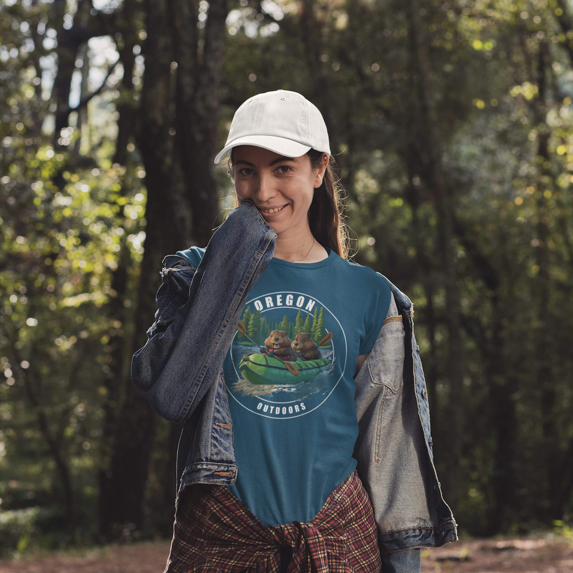 beavers rafting oregon river unisex t shirt blue indigo female hiker