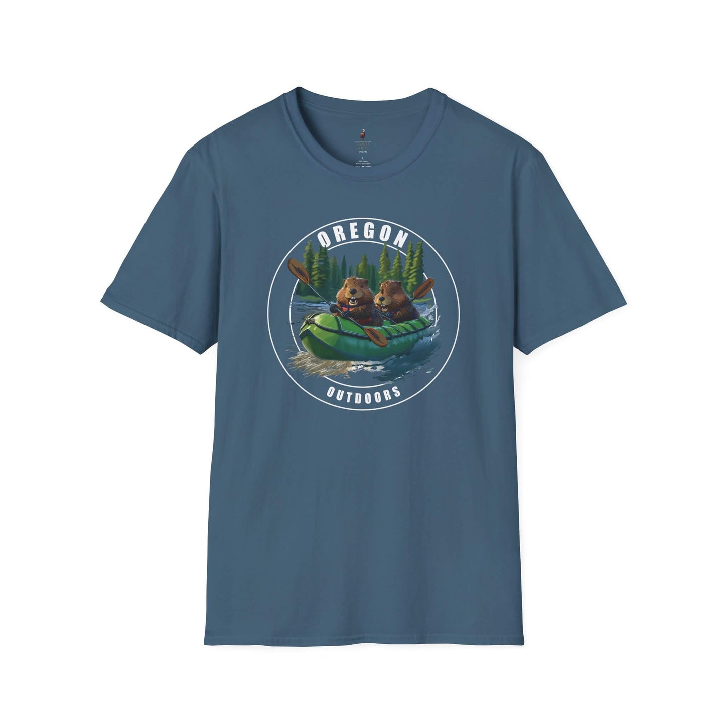 beavers rafting oregon river unisex t shirt blue indigo