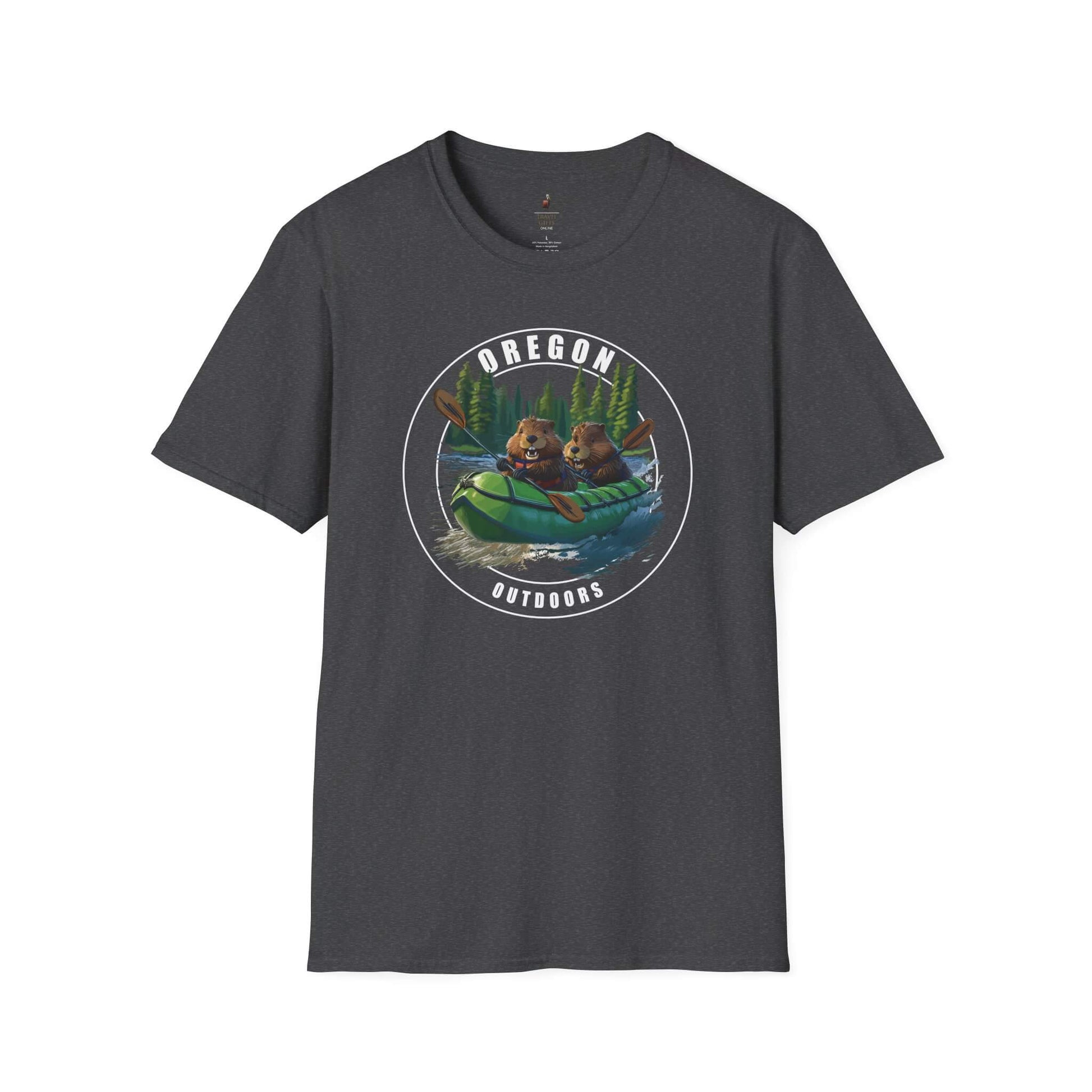 beavers rafting oregon river unisex t shirt dark heather