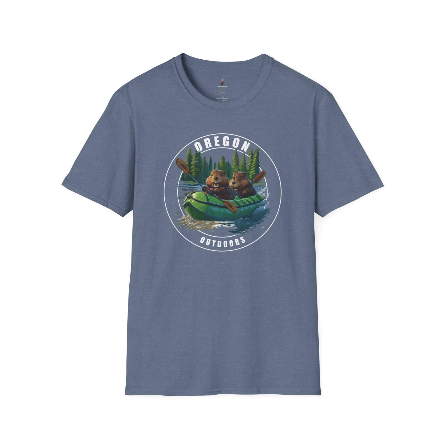 beavers rafting oregon river unisex t shirt heather indigo
