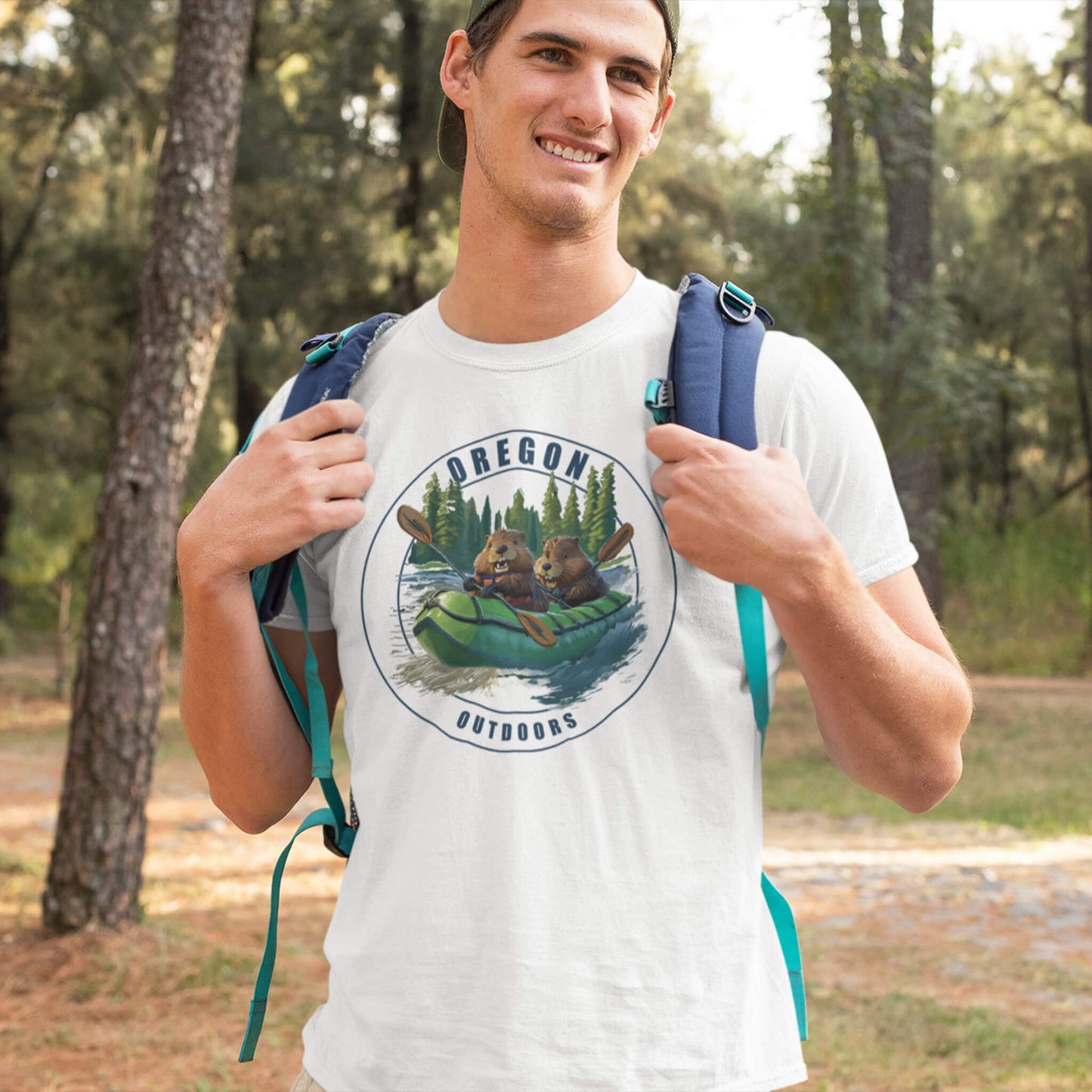 beavers rafting oregon river unisex t shirt white male hiker