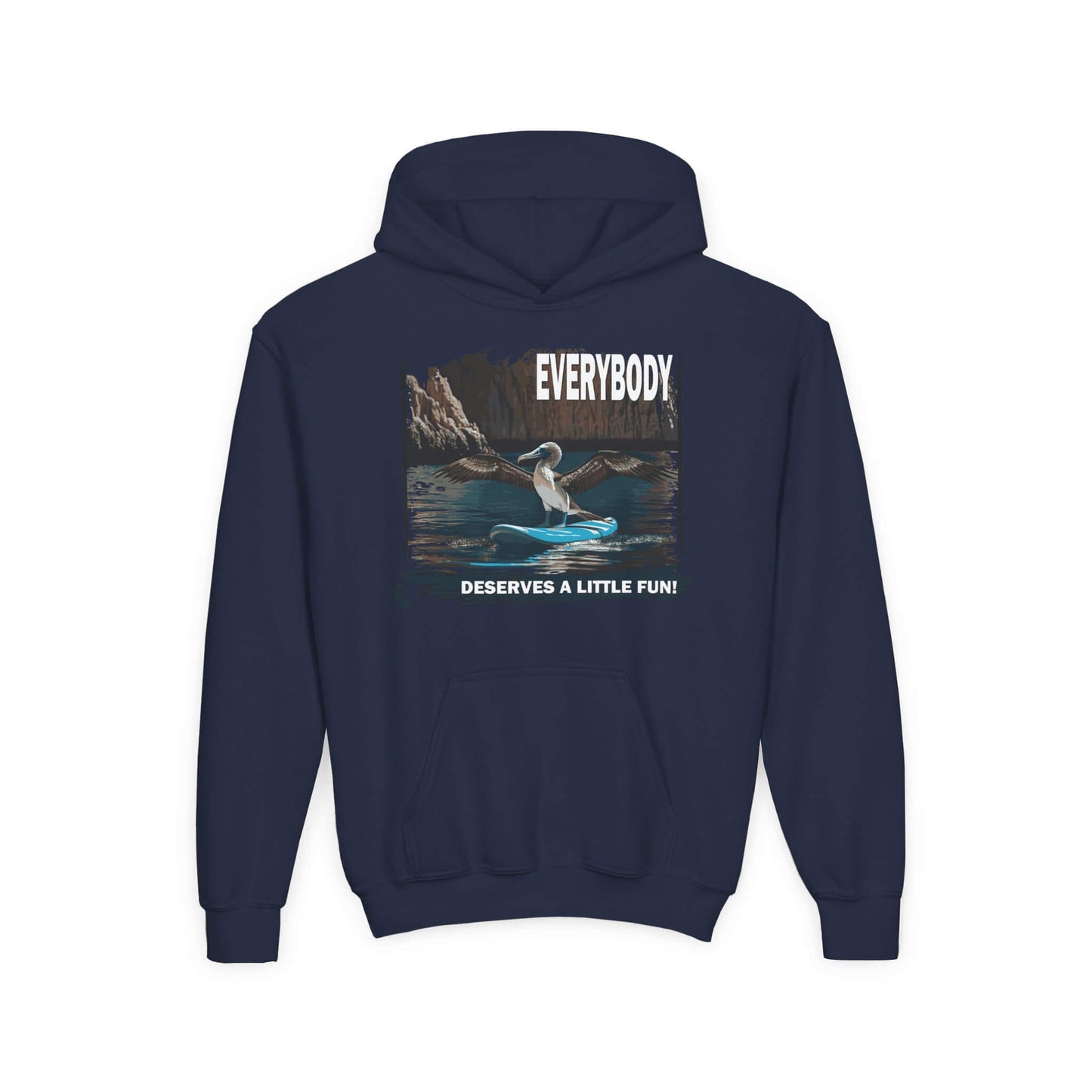 kids blue footed boobie paddleboarding sweatshirt navy