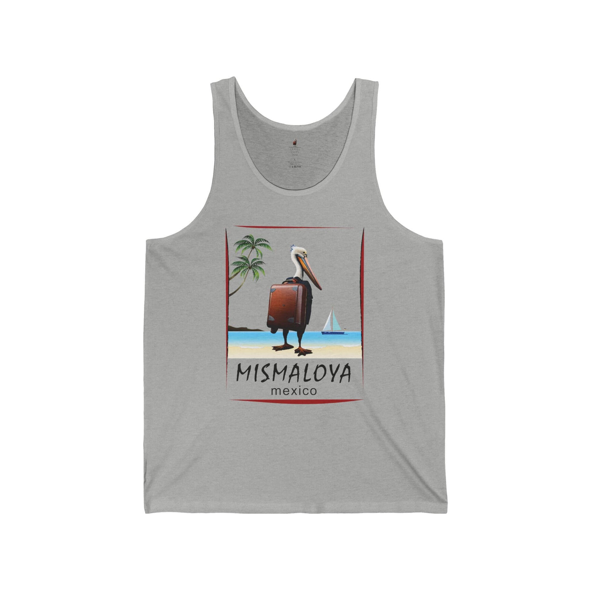 mismaloya beach tank top unisex jersey with pelican design athletic heather