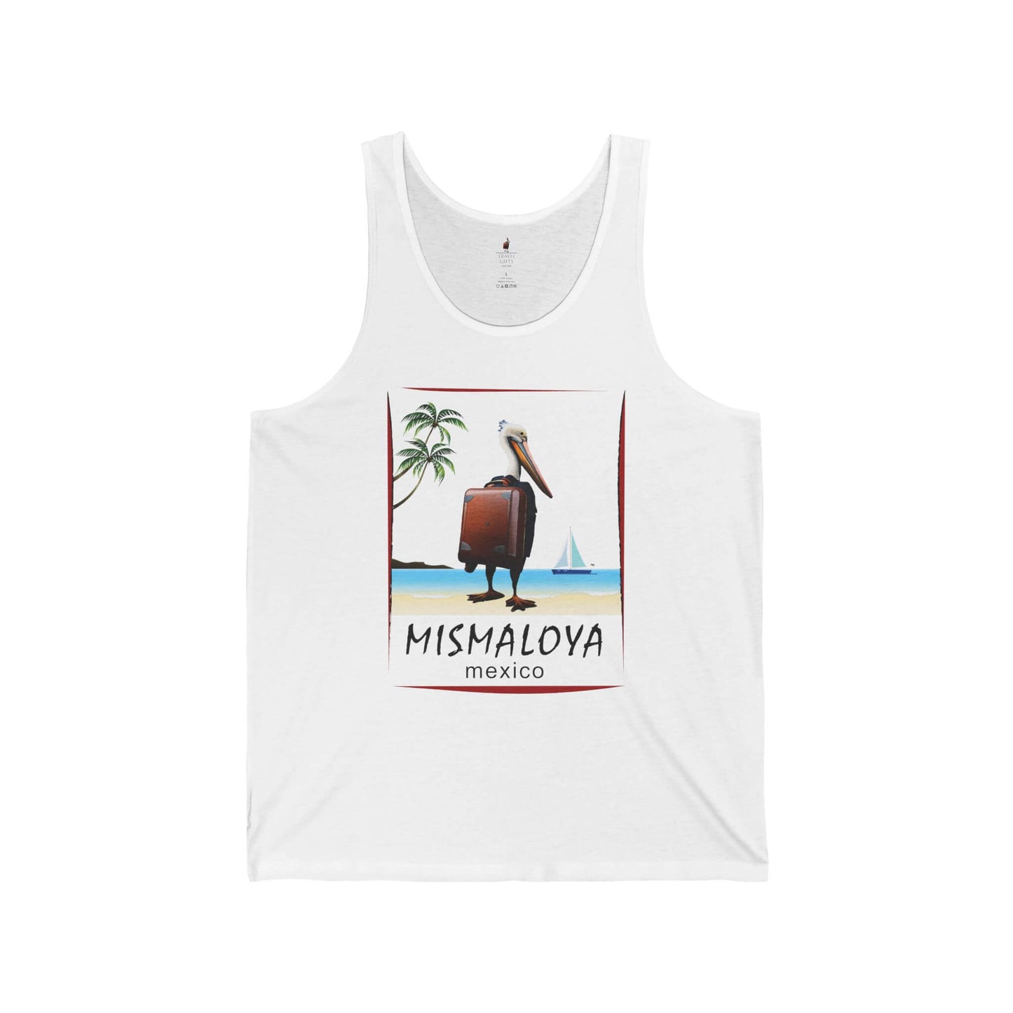 mismaloya beach tank top unisex jersey with pelican design white