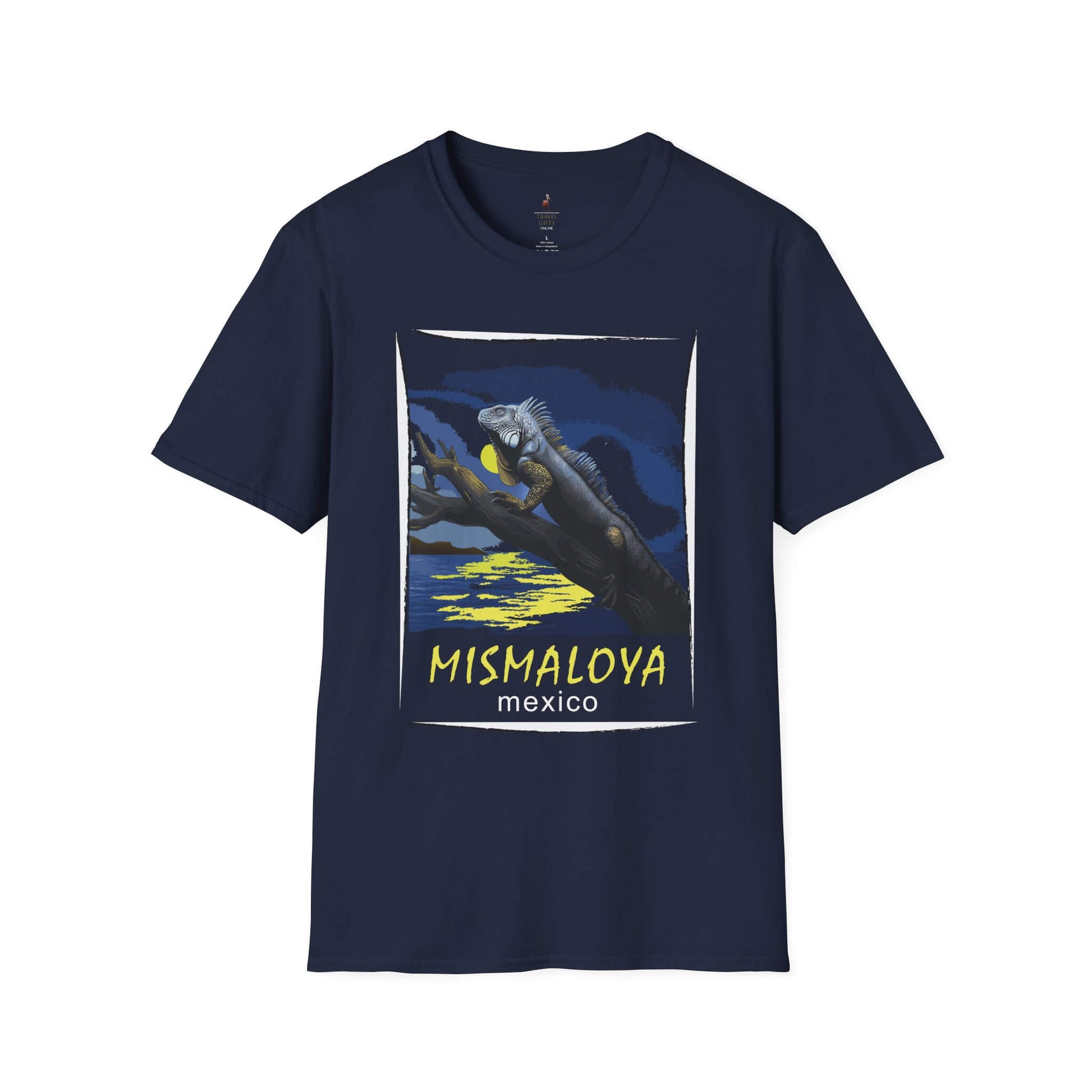 mismaloya mexico unisex softstyle t-shirt chill vibe graphic tee navy