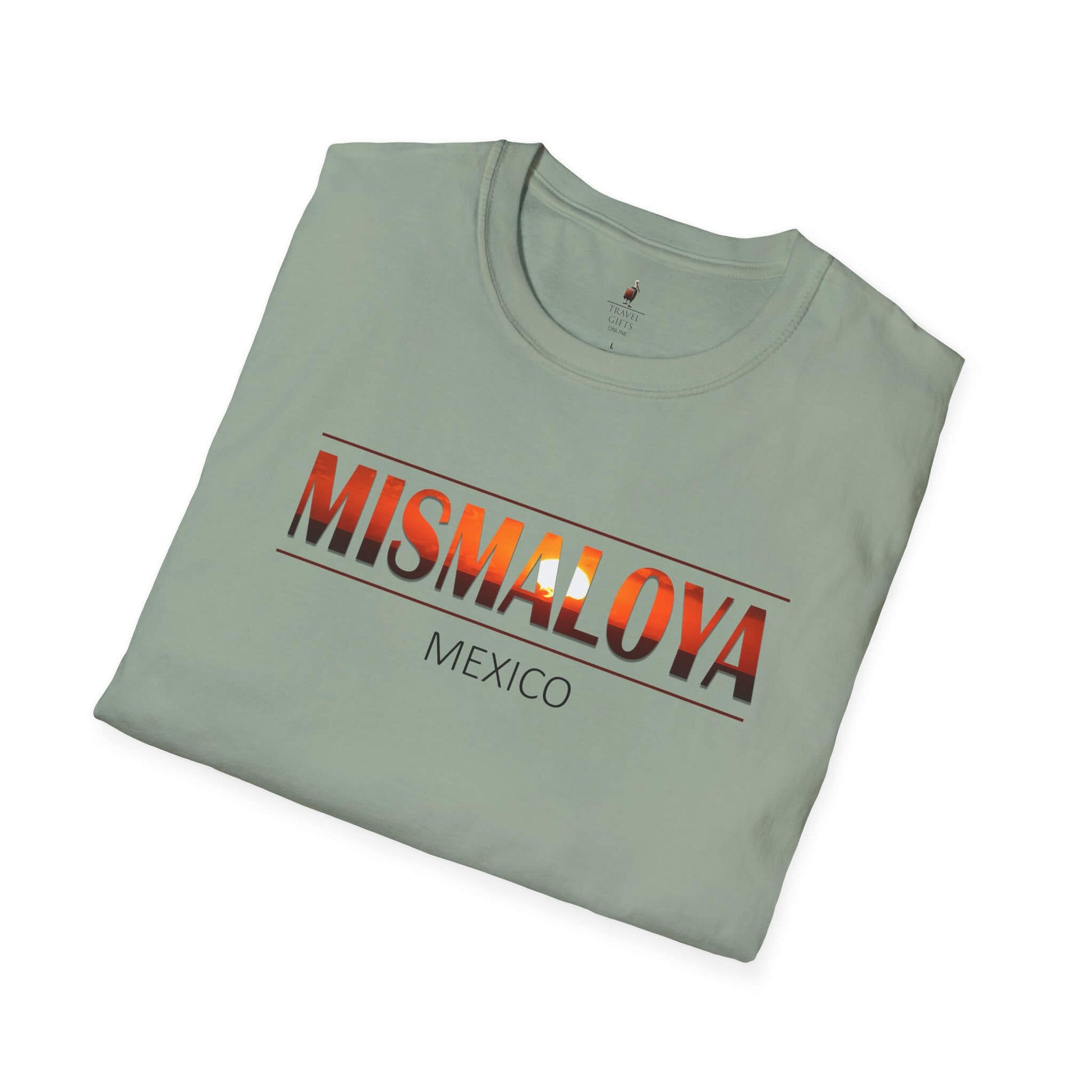 mismaloya mexico unisex softstyle t-shirt embrace coastal vibes sage folded