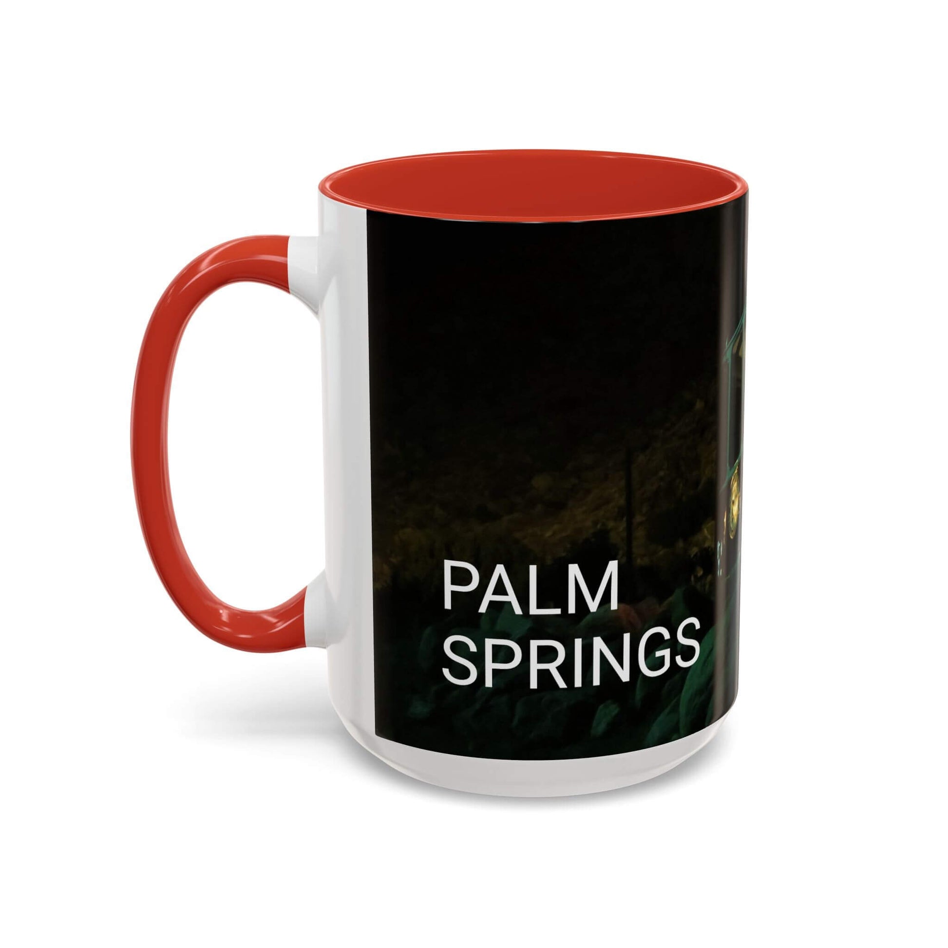 mug vintage tramway car in palm springs red left
